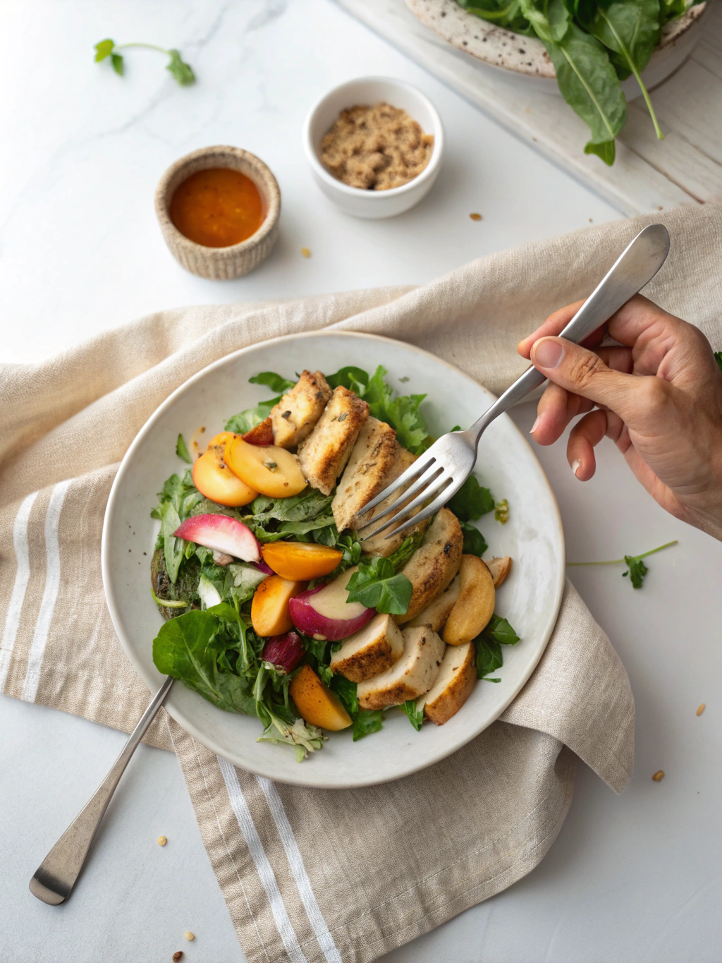Peachy Maple Chicken Salade serving suggestion