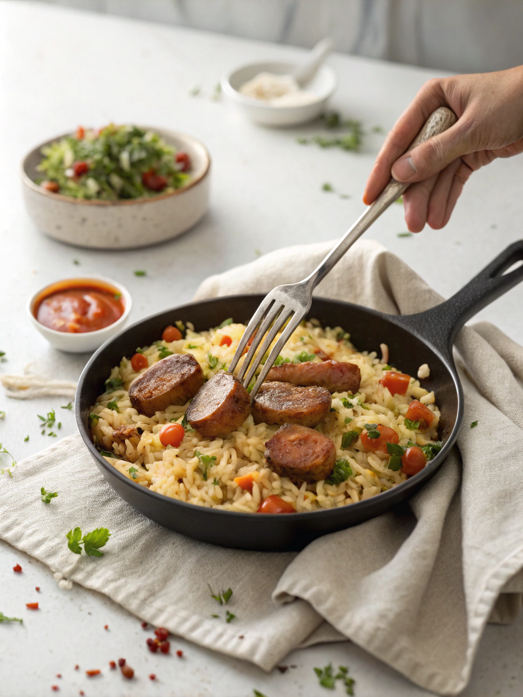 Sausage and Rice Skillet Serving Suggestion