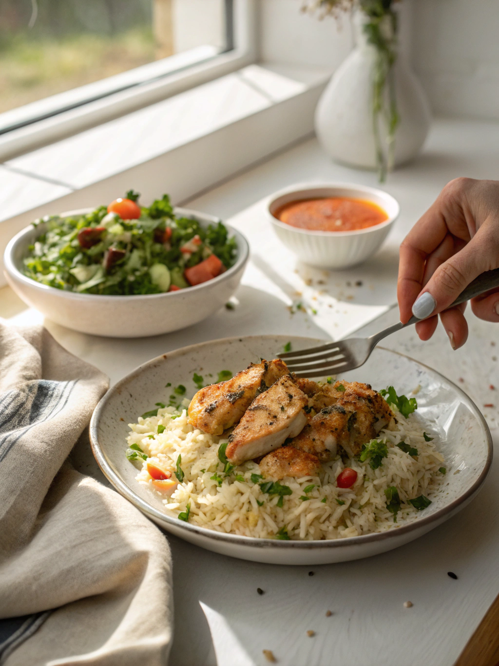 rezept mit hähnchen und reis serving suggestion