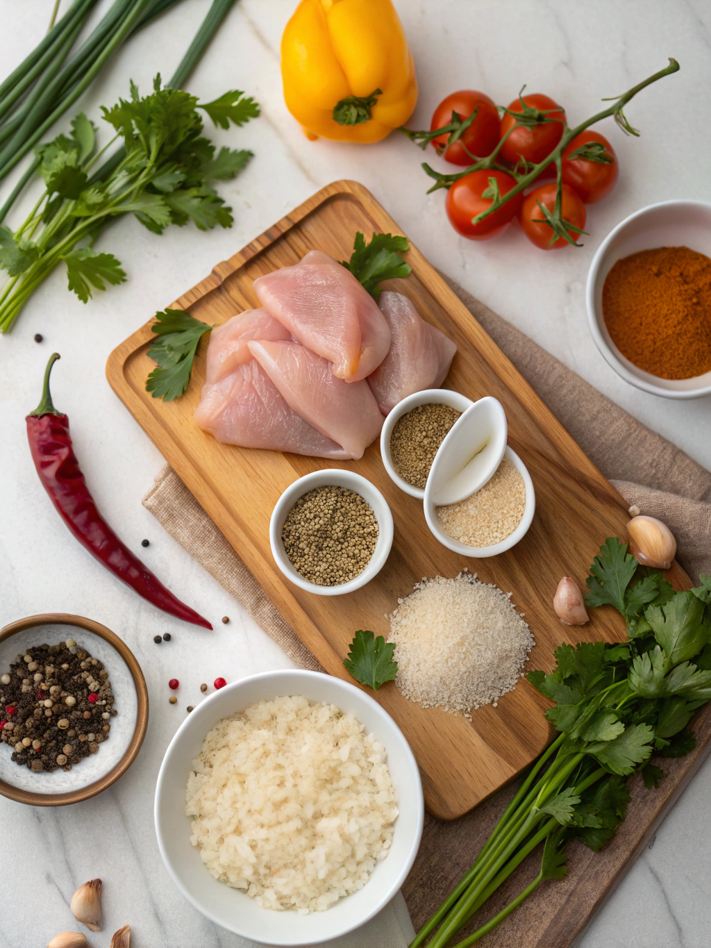 rezept mit hähnchen und reis ingredients