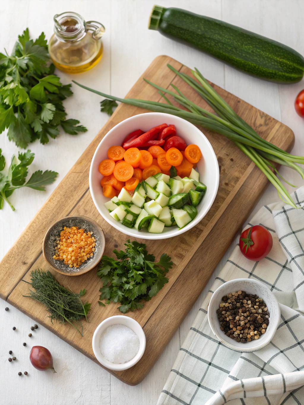 schnelles gericht mit gemüse ingredients