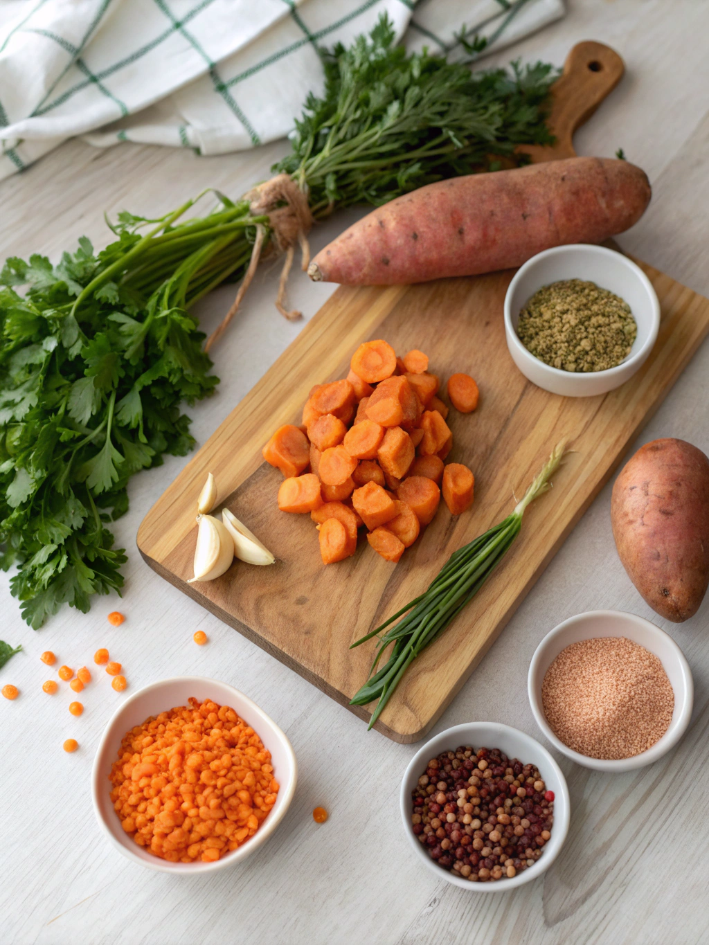 zoete aardappel rode linzen dal ingredients