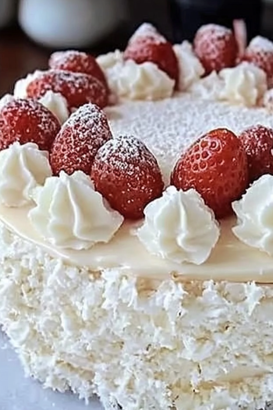 Aardbei Raffaello Taart Final Dish Presentation