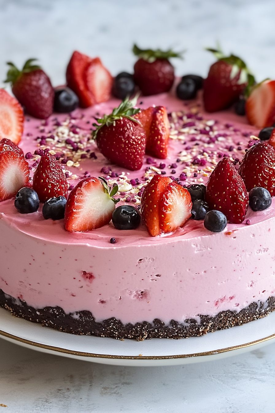 Aardbeienmousse Taart Final Dish Presentation