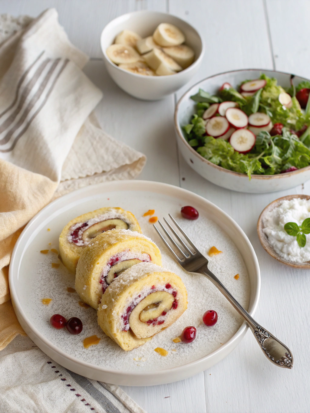 Bananensplit Rolle Rezept serving suggestion