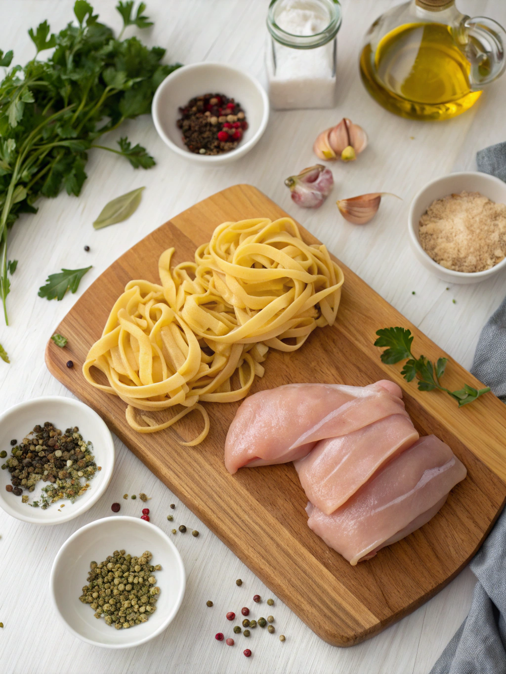 Fettuccine met kipfilet ingredients