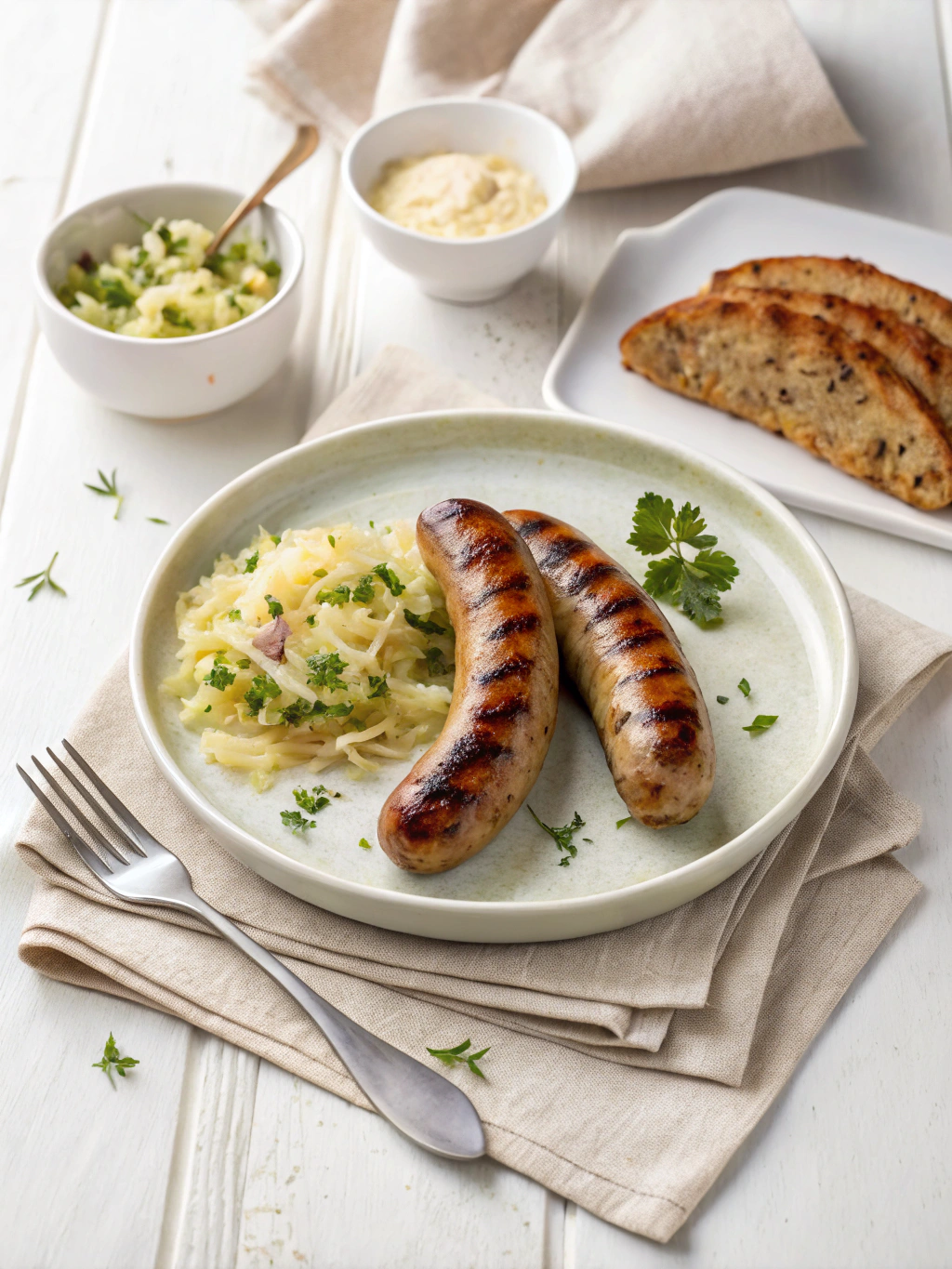 Fränkische Bratwurst serving suggestion