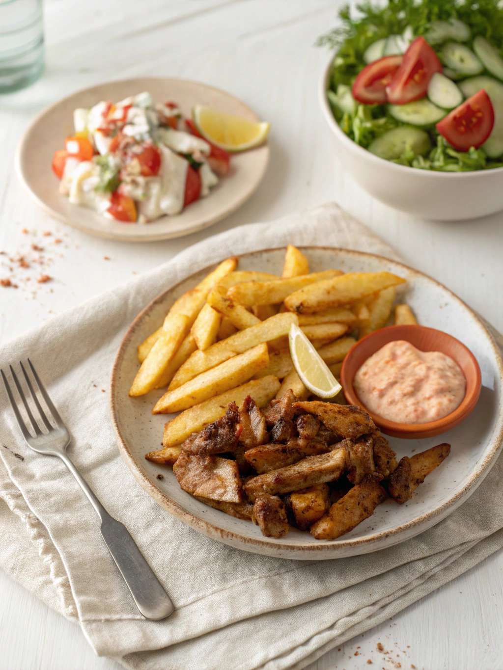 Gyros met Metaxa Saus serving suggestion