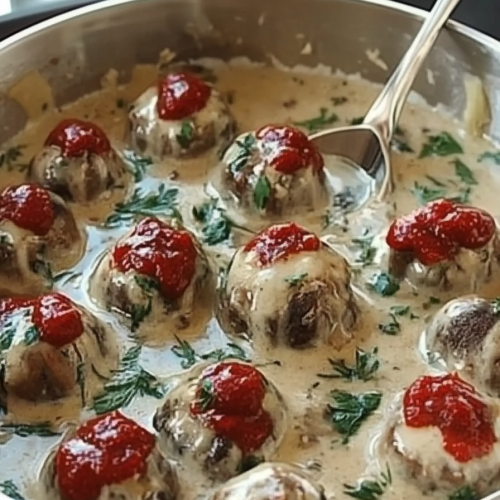 Hackbällchen Champignon-Rahmsauce