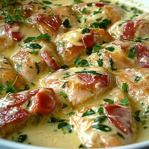 Hähnchen Spinat Parmesan Sosse