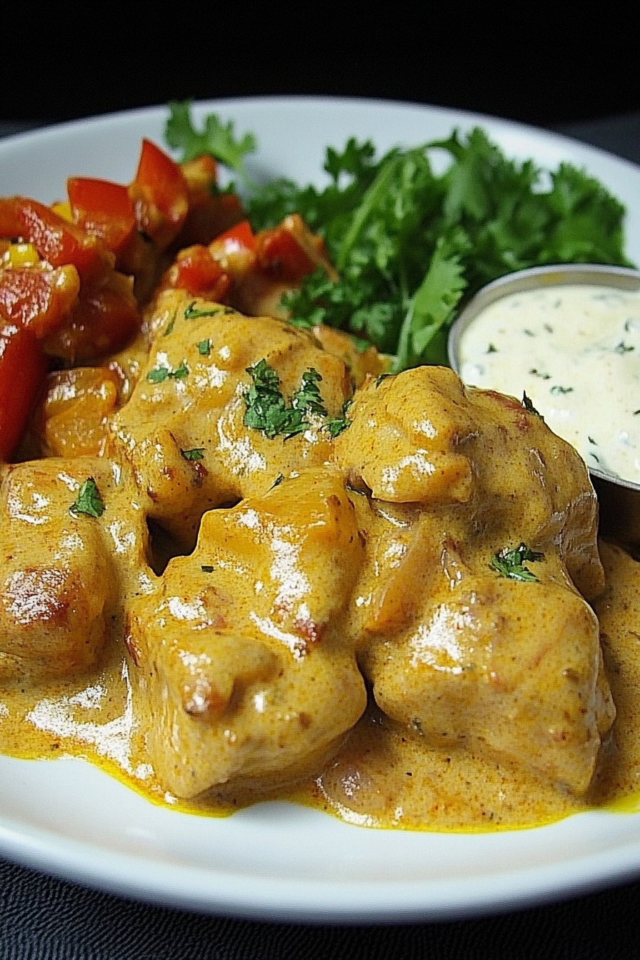 Indische Hähnchenbrust Final Dish Presentation