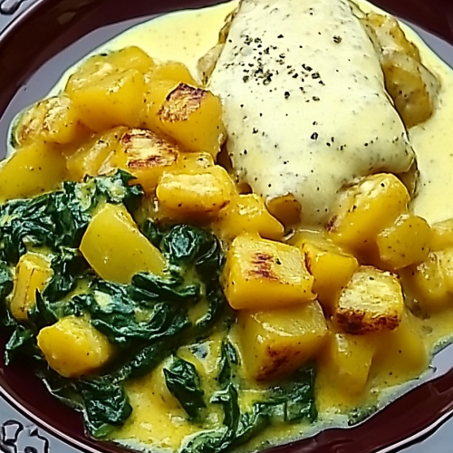 Kartoffelcurry met Spinat