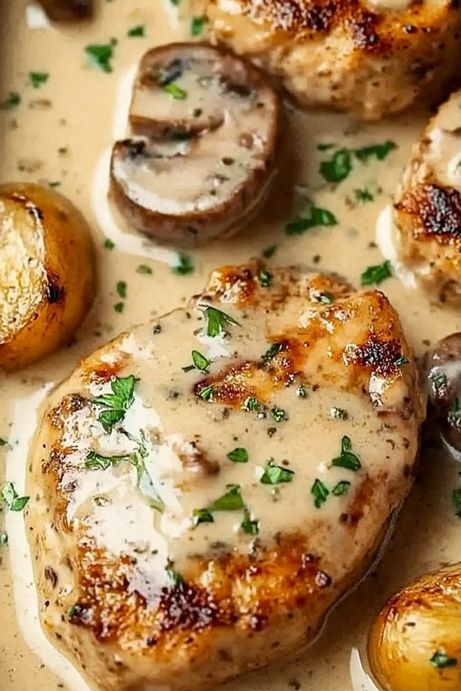 Kipfilets in Champignonroom Final Dish Presentation