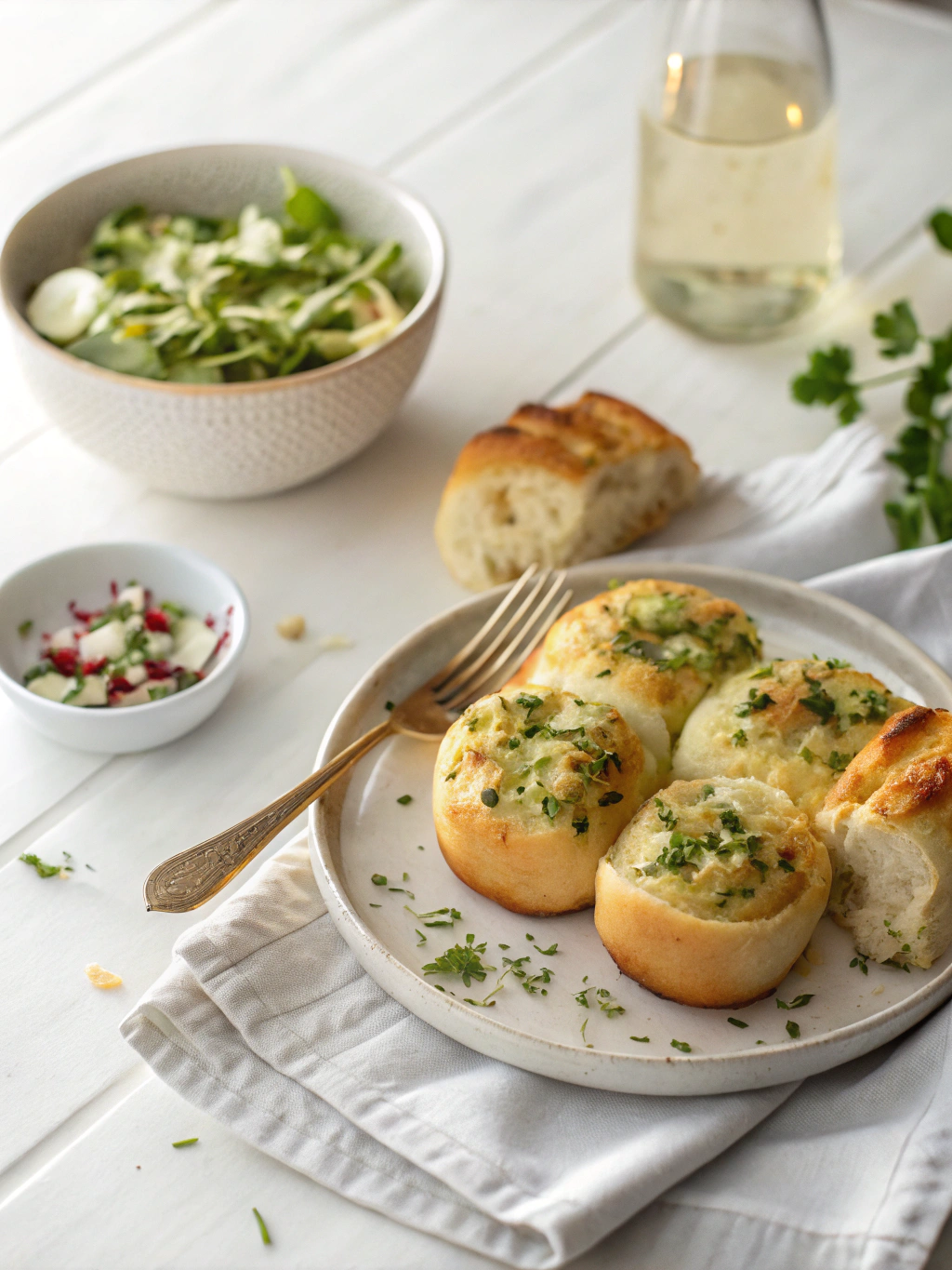 Knoblauch-Brötchen Rezepte serving suggestion