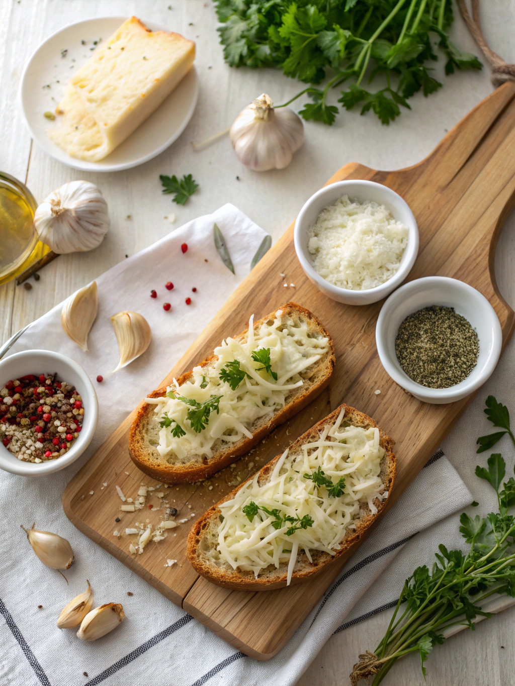 Knoblauchtoast mit Käse ingredients