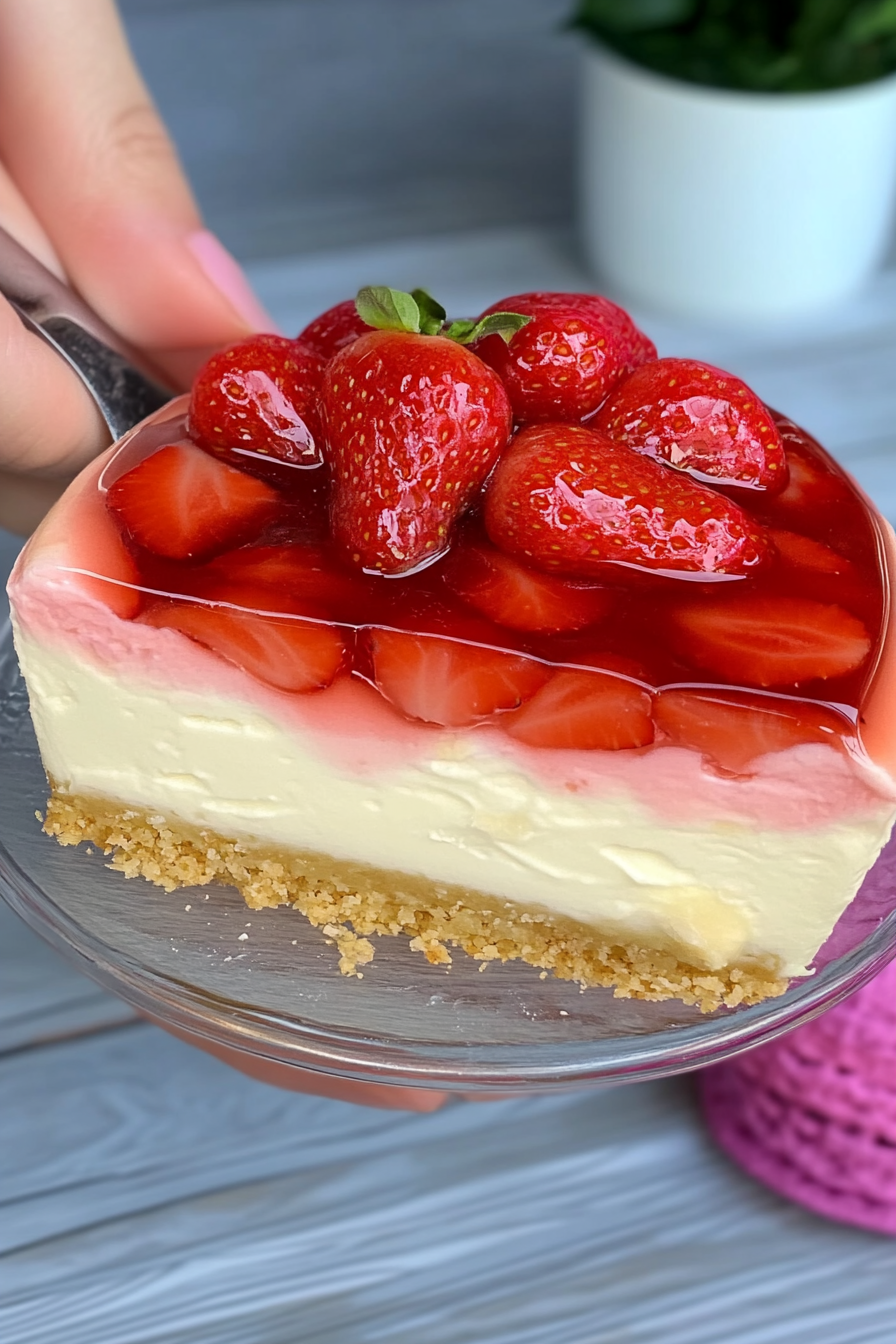 No-Bake Aardbei Kaastaart Final Dish Presentation