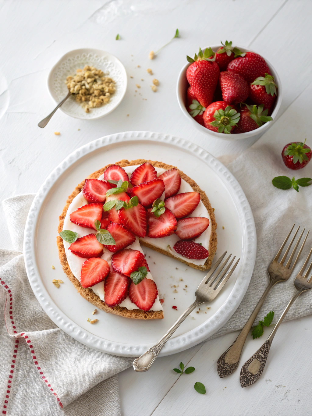 No-Bake Aardbei Kaastaart serving suggestion