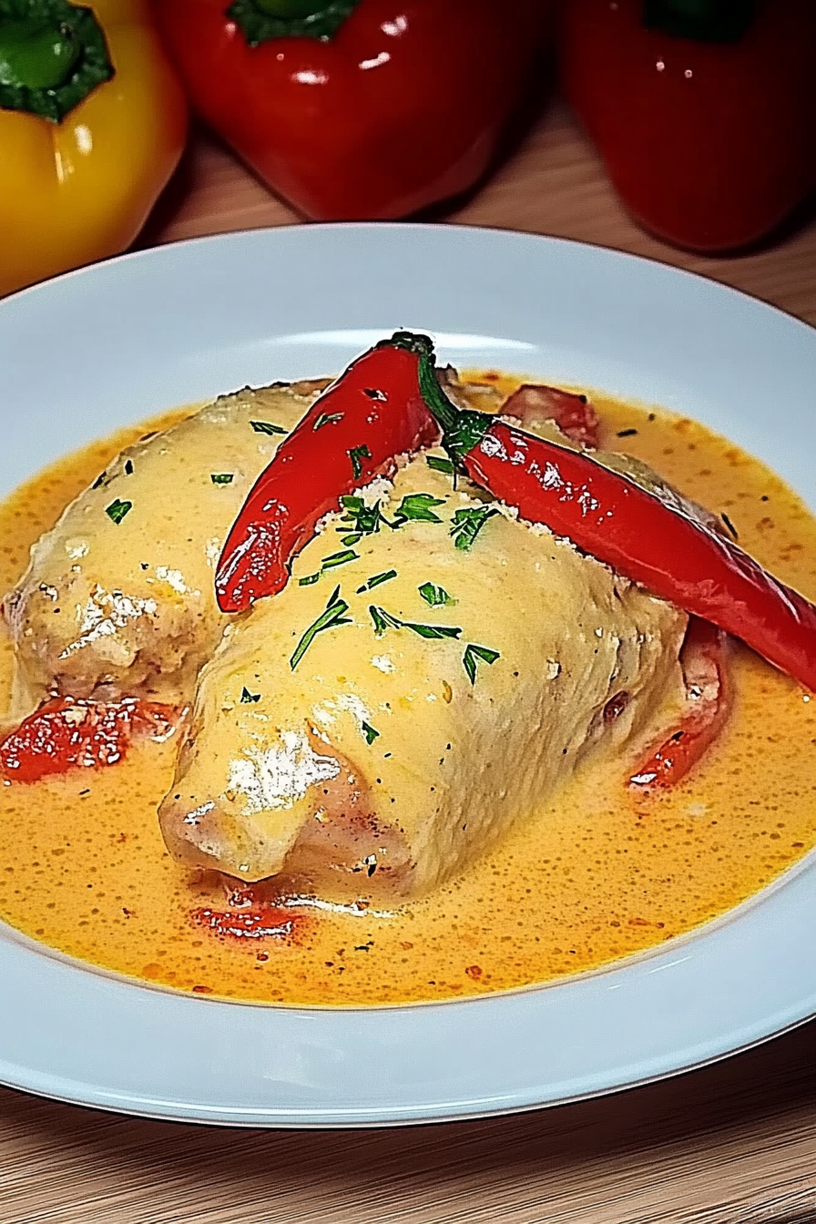 Paprika-Sahne-Hähnchen Final Dish Presentation