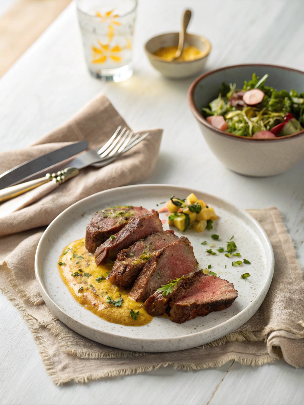 Rindfleisch mit Senf geschmort serving suggestion