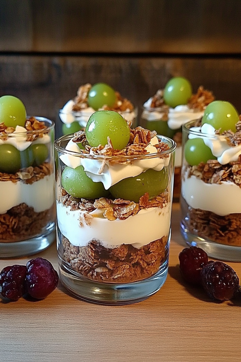 Schichtdessert mit Weintrauben