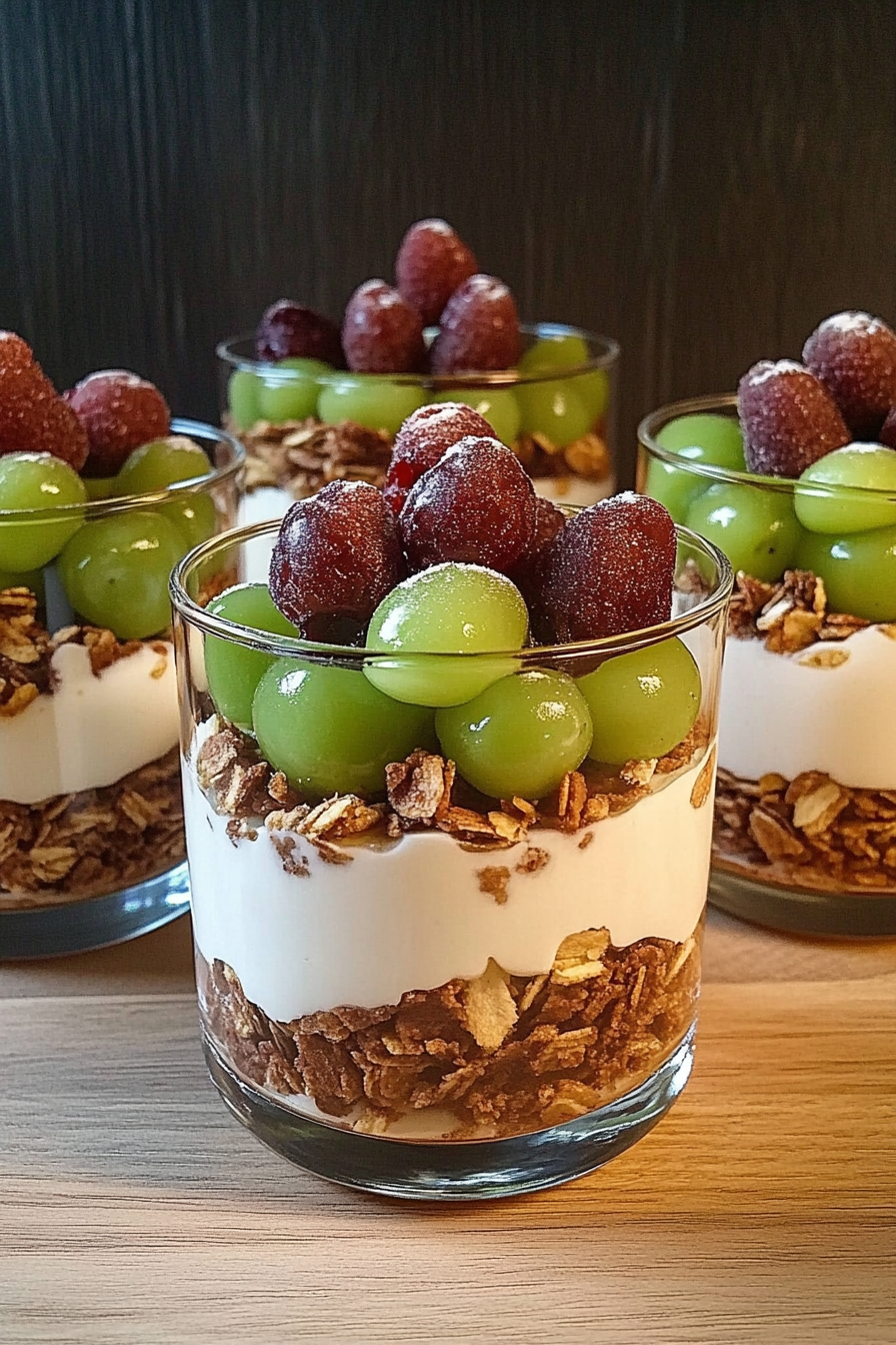 Schichtdessert mit Weintrauben Final Dish Presentation