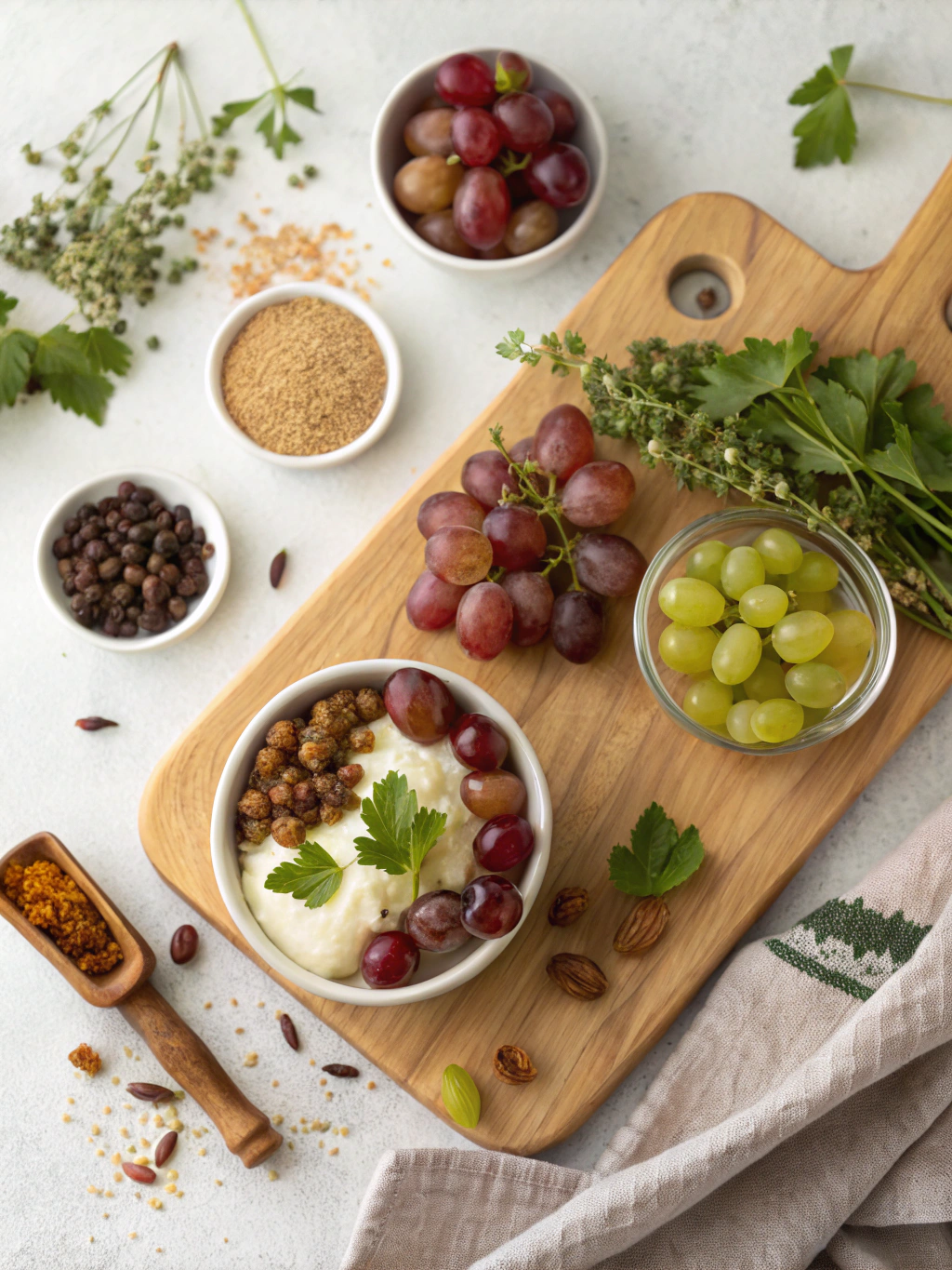 Schichtdessert mit Weintrauben ingredients