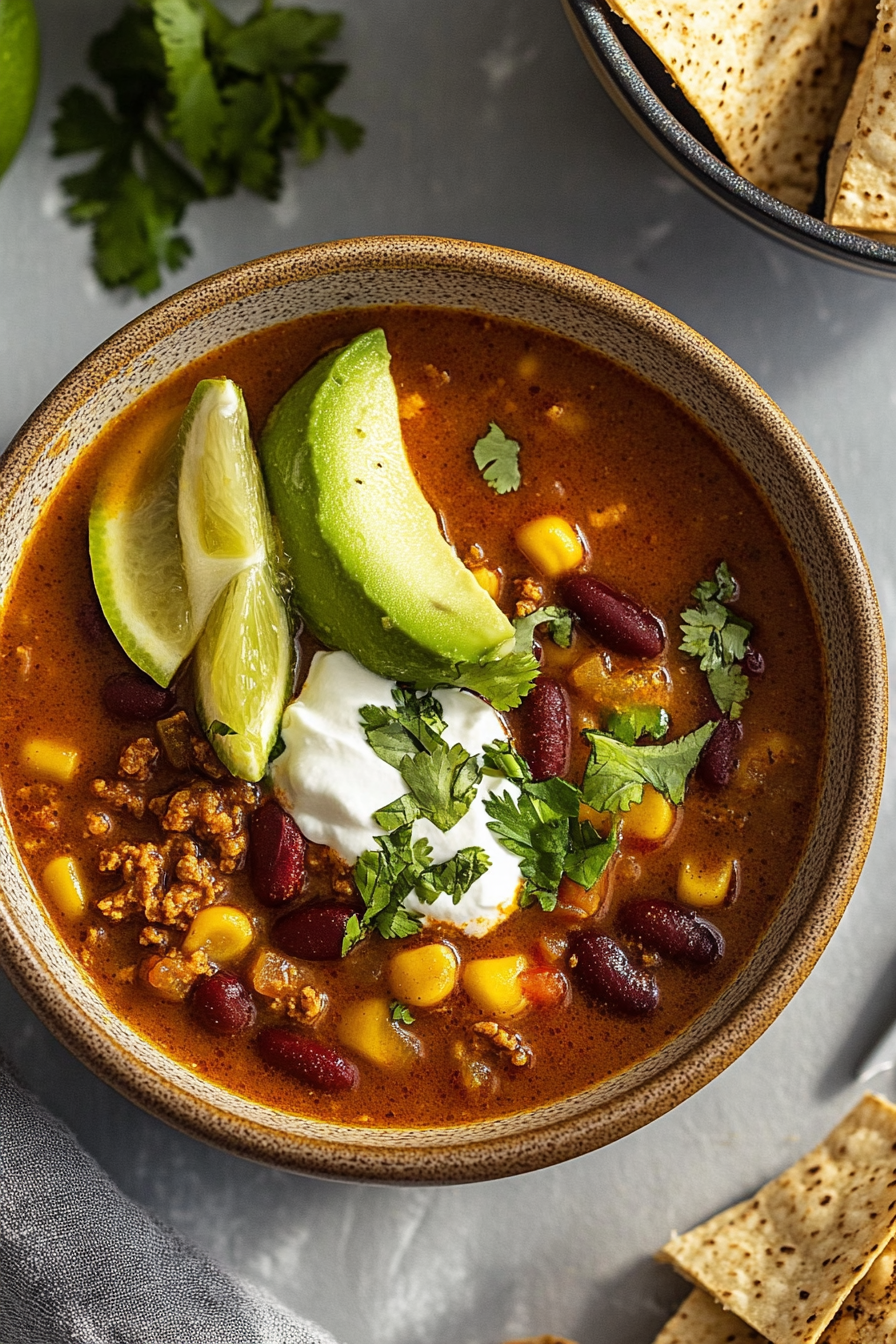 Spicy Mexican Soup Final Dish Presentation