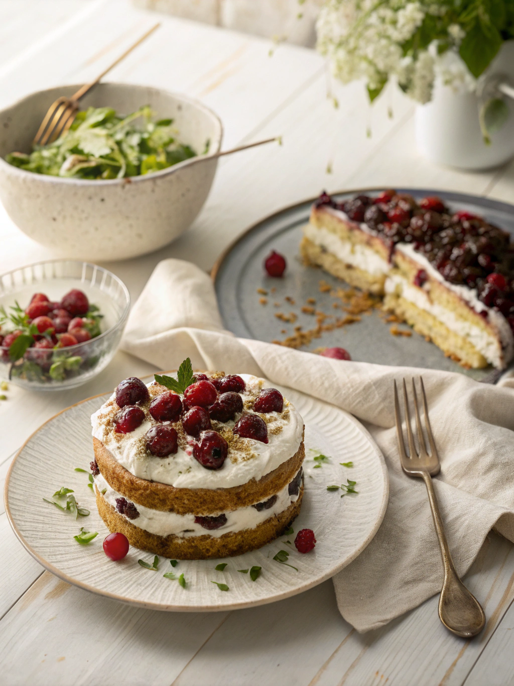 Stracciatella-Kirsch-Torte maken serving suggestion