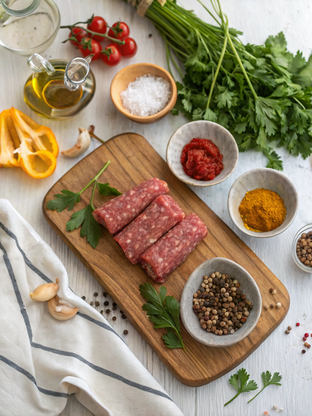 Turkse Hackrollchen maken ingredients