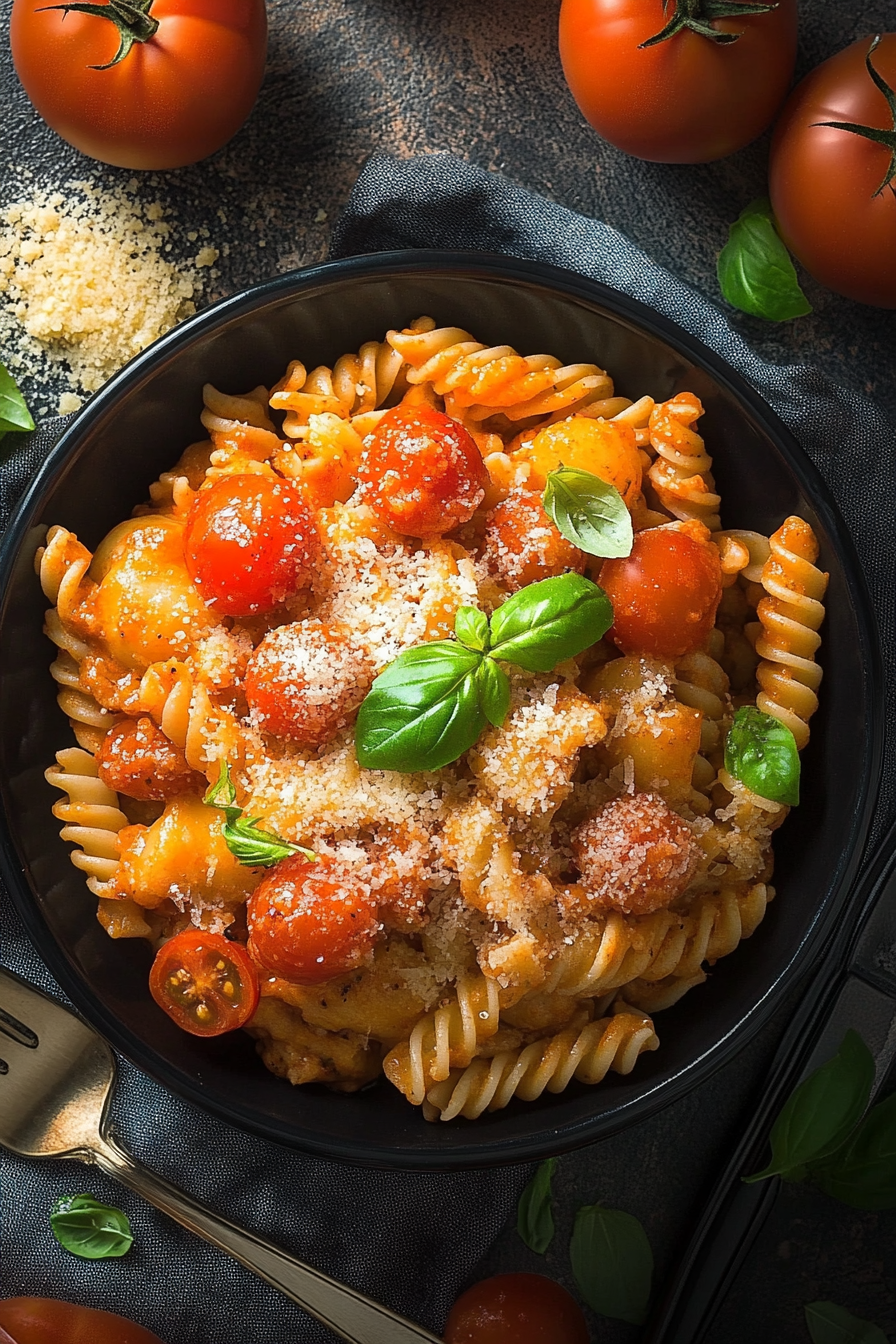 kippenpasta tomatensaus Final Dish Presentation