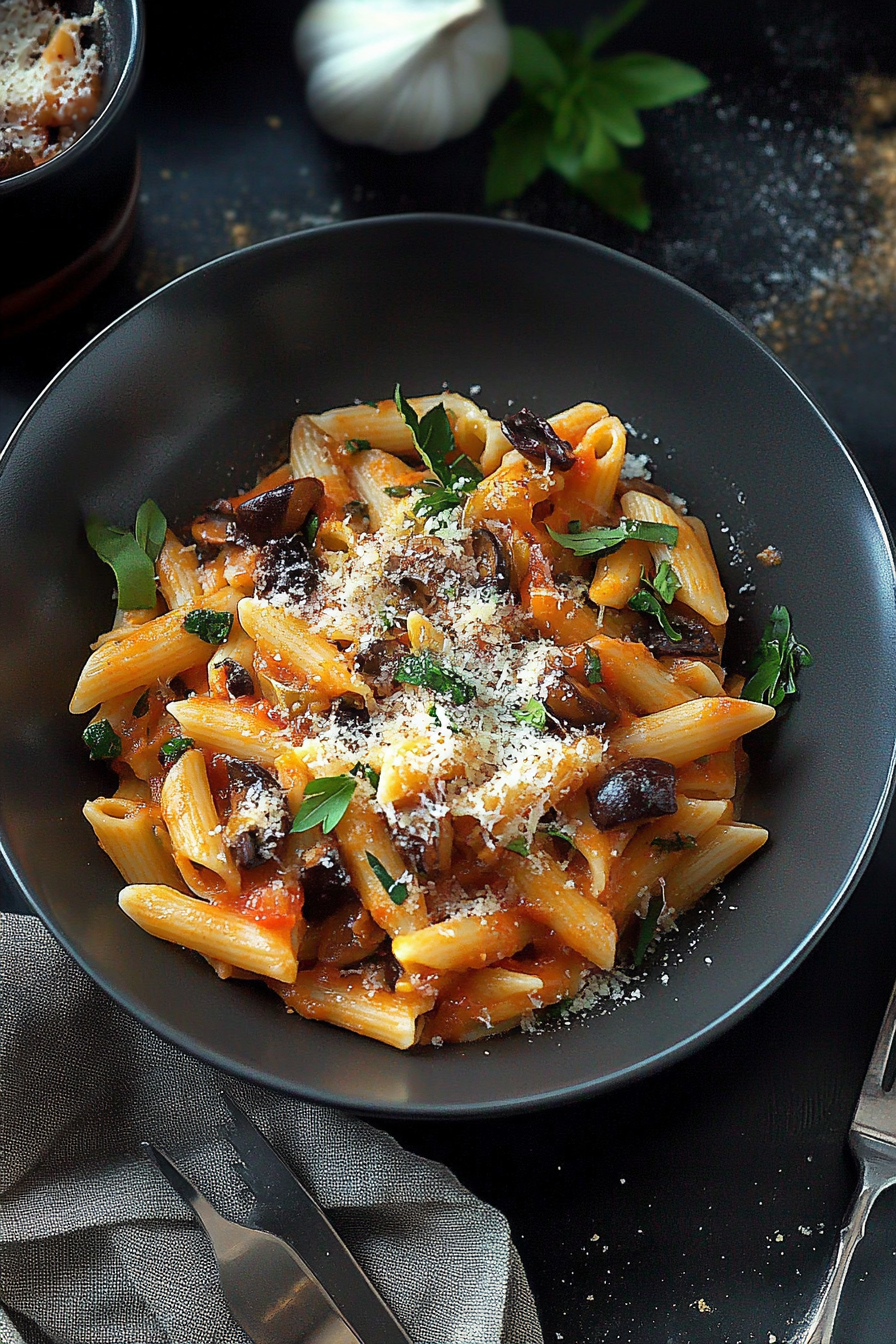 pasta alla norma recept Final Dish Presentation